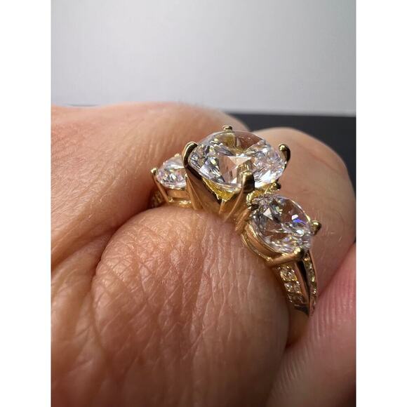 10k gold CZ past present and future ring size 9 - Picture 5 of 10
